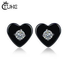 2019 New Arrive Korean Crystal Love Heart Stud Earrings For Women With Big Bling Rhinestone Healthy Ceramic Earrings Jewelry 2024 - buy cheap