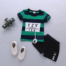 Summer Boy Stripe T-shirt Shorts 2 Pcs Suits Baby Boys Cotton Clothes Sets Boys Print T Shirts Kids Comfortable Sets Clothing 2024 - buy cheap