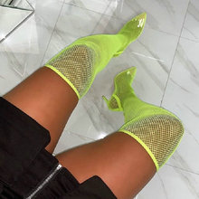 Dropship New Summer Autumn Sexy Over The Knee Women Boots Pointed Toe High Heels Sock Boots Sandals Party Shoes Green 2024 - buy cheap