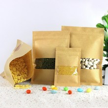 Bolsa de papel Kraft para ventana, bolsas de sellado con cremallera para guardar comida seca, fruta de té, regalo, envío gratis 2024 - compra barato