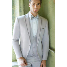Light Grey 3Pcs Jacket Pants Vest Custom Made Peak Lapel Men's Suits Slim Fit Blazer Trousers Wedding Party Wear Man's Clothing 2024 - buy cheap