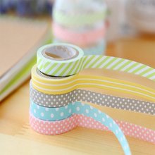 Decorative DIY Tape Washi Rainbow Candy Color Sticky Paper Masking Adhesive Tape Scrapbooking Phone DIY Decoration (5 Rolls) 2024 - buy cheap