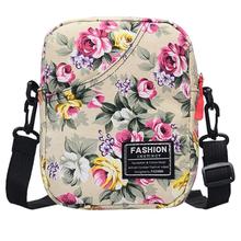 Women's Casual Flower Print Small Canvas Crossbody Shoulder Bag Zipper Pouch 2024 - buy cheap