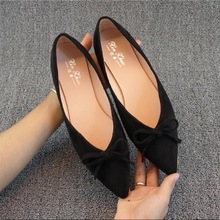 RUSHIMAN-bailarinas planas para mujer, zapatos de punta estrecha con lazo, elegantes y cómodos, zapatos de señora individual 2024 - compra barato