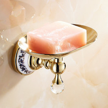 Classical Luxury Soap Dish Ceramic Crystal Soap Box Brass Soap Tray Bronze Bathroom Accessories 2024 - buy cheap