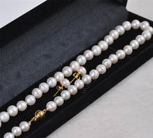 Selling Jewelry>>>Genuine Natural 8-9MM White Akoya Cultured Pearl necklace earrings set AAA Grade 2024 - buy cheap