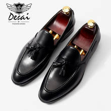 Italy Men's Handmade Tassel Loafers Business Dress Genuine Leather Shoes Leisure Comfartable Fashion Wedding Shoes EUR Size38-44 2024 - buy cheap