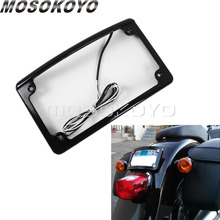 12 Degree Curve Motorcycle Black LED License Plate Frame Bracket for Harley Touring Road King Road Glide 7" x 4" Universal 2024 - buy cheap