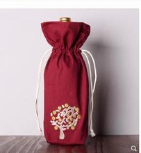 Bolsa de algodón bordada para vino rojo, bolsa de regalo para botella de vino, multicolor, de alta calidad, hecha a medida 2024 - compra barato