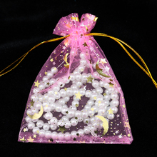 Мешочки из органзы на шнурке с розовыми звездами и луной, 100 шт./лот, 7x9 см, красивые подарки для украшений, мешочки для хранения конфет, свадебная сумка для вечеринки, оптовая продажа 2024 - купить недорого