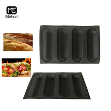 Meibum 4 Cavity Black Porous Silicone Mold Non Stick Baguette Hot Dog Mould Long Loaf Bread Tray Bakeware Baking Tools 2024 - buy cheap