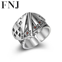 FNJ 925 Silver Ring Playing cards Jewelry New Red Zircon Stone S925 Sterling Thail Silver Rings for Men Adjustable Size 7-11 2024 - buy cheap