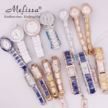 SALE!!! Discount Melissa Crystal Rhinestones Lady Women's Watch Japan Mov't Fashion Hours Ceramic Bracelet Girl's Gift Box 2024 - buy cheap