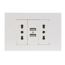 16A WallDouble Italian/Chile Plug Power Socket Adapter Dual USB Ports Panel 5V 1A 2024 - buy cheap