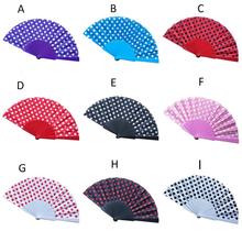 9 Colors Elegant Plastic Hand Fans Chinese Polka Dots Hand Folding Fan for Dance Party Pocket Gifts 2024 - buy cheap