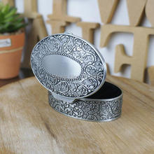 New!  Fashion Metal Jewelry Case Vintage Home Decor Oval Shaped Trinket Box Antique Flower Carved 2024 - buy cheap