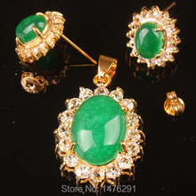 Oval Imitação de Jade Verde Gem Embutidos Rhinestone Pendant & Brincos Conjunto Do Parafuso Prisioneiro 1 2024 - compre barato