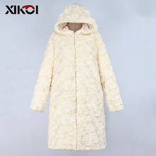 XIKOI Winter Women Hooded Faux Fur Coat Fashion Female Long Thicken Warm Jacket Coat Warm Long-sleeved Loose Coat Plus Size 2024 - buy cheap