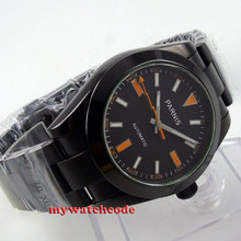 40 мм Parnis черный циферблат PVD сапфировое стекло MIYOTA автоматические мужские часы 264 2024 - купить недорого