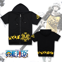 Аниме One Piece Trafalgar Law Косплей короткий рукав Повседневная Толстовка с капюшоном унисекс черная толстовка куртка топы рубашки костюмы 2024 - купить недорого