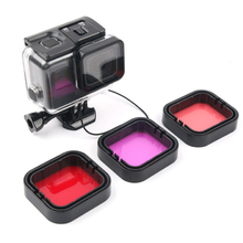 Набор фильтров из 3 предметов, красный, розовый, фиолетовый, трубка, объектив для ныряющей камеры, УФ-фильтр для GoPro HERO 5, 6, Hero 7, черный, оригинальный корпус 2024 - купить недорого