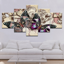 Abstract animal butterfly flower Wall Art Canvas Painting HD Print Poster 5 Panel bedroom living Room Home Decor Artwork Picture 2024 - buy cheap