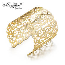 Meyfflin Vintage Cuff Bracelets & Bangle for Women Fashion God Silver Color Hollow Out Flower Bracelet Punk Female Jewelry Party 2024 - buy cheap