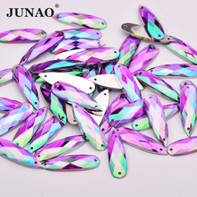 JUNAO 100 шт. 8*28 мм Пришивные Фиолетовые AB стандартные акриловые бусины с плоским основанием для шитья аппликации для рукоделия 2024 - купить недорого