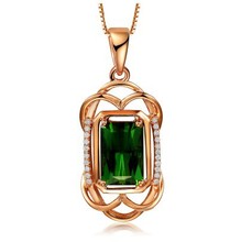 2 CT Luxury Natural Tourmaline Gemstone Diamond 18K gold jewelry For Women Fine Jewelrygreen tourmaline pendant 2024 - buy cheap