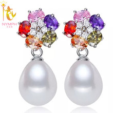NYMPH Pearl Earrings Sterling Silver Fine Jewelry Real 8-9mm Natural Pearl Earrings Trendy Gift for For Women Colorful E117 2024 - buy cheap