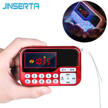 Jinserta-caixa de som portátil com mini rádio fm, alto-falante, leitor de música, cartão tf, usb para pc, telefone com display led, multimídia, mp3 2024 - compre barato