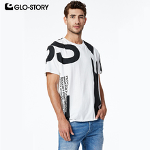 GLO-STORY 2019 New Summer Fashion Men's Short Sleeve T-Shirts Male  O-Neck Letter Print Hip Hop Tops MPO-8609 2024 - buy cheap