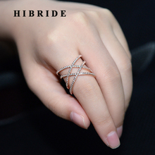 HIBRIDE Charm X Combined CZ Pave Big Finger Rings For Women Jewelry Gold /Rose Gold Ring Anillos Mujer Party Ring R-219 2024 - buy cheap