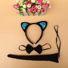 1Sat = 3 piezas para niños, vestido para Halloween, Día de los niños, diadema con orejas de gato Animal, vestido de lujo, disfraz, fiesta, diablo, conjunto de sombreros 2024 - compra barato