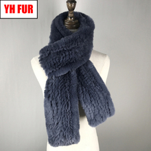 New Long Style Real Genuine Rex Rabbit Fur Scarf Lady Winter Knitted Real Rex Rabbit Fur Scarves Women Rex Rabbit Fur Ring Shawl 2024 - buy cheap