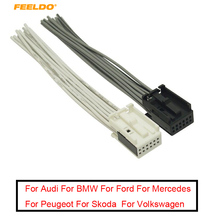 FEELDO-Adaptador de arnés de cables AUX para Radio de coche, Conector de 12 pines para Ford/BMW/VW/Peugeot/Opel, estéreo, color blanco/Negro, 1 par 2024 - compra barato
