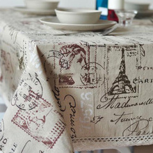 Europe Style Linen Cotton Table Cloth Rectangular Lace Edge Tablecloth Tower Letter Printed Dustproof Table Covers 2024 - buy cheap