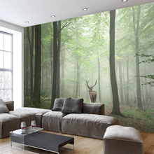 beibehang Custom 3d wall paper beautiful forest tree tree morning fog elk wallpaper wallpaper living room sofa bedroom TV wall 2024 - buy cheap