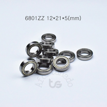 Bearing 10pcs 6801ZZ 12*21*5(mm) free shipping chrome steel Metal Sealed High speed Mechanical equipment parts 2024 - buy cheap