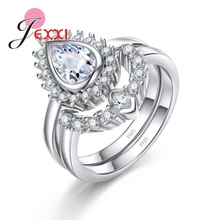 Statement Water Shape Design Rings For Women Girls Best Wedding Presents Real 925 Pure Sterling Silver Crystal Hot Selling 2024 - buy cheap