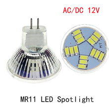 Lâmpada de holofote led mr11 15leds 5730smd 7w, lâmpada gu4 ac/dc 12v branco quente/branco frio, corpo de vidro, para decoração de casa com 10 peças