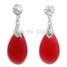 Pendientes de plata de primera ley con gema roja para mujer, aretes, plata esterlina 925, Circonia cúbica, zirconia, circonita, zirconita, zirconita, 20x12mm, 925 2024 - compra barato