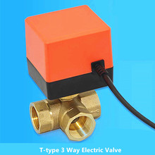 Válvula de esfera flutuante de três vias, motor elétrico tipo t de ac220v, rosca g1/2 g3/4 g1, j19087