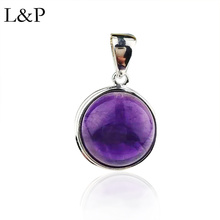 L & P элегантный аметист кулон для леди подлинное серебро 925 пробы круглый фиолетовый кулон ожерелье хорошее ювелирное изделие свадебный подарок 2024 - купить недорого