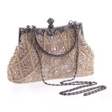 Bolso de lujo con cuentas y lentejuelas para mujer, cartera retro para regalo de noche, boda, fiesta, banquete, hecho a mano, 2019 2024 - compra barato