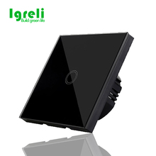 Interruptor touch inteligente, painel de interruptores em cristal branco/preto/dourado com indicador led, fogo único + luz de parede