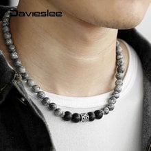 Natural Tiger Eyes Stone Lava Bead Choker Necklace for Men Women Stainless Steel Beaded Charm 18inch  Extension Link DNM22 2024 - buy cheap