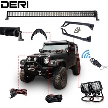 Kit de barra de luz LED de trabajo todoterreno, 50 pulgadas, 288W, montaje, mando a distancia inalámbrico, pernos y aislador para JEEP Wrangler YJ 1987-1995 2024 - compra barato