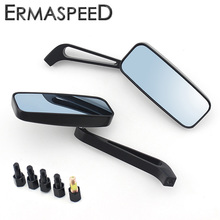 Aluminum Motorcycle Rear View Mirrors Anti-glare Blue Lens Square Convex Side Mirror for Motorcycle Street Bike Scooter 2024 - buy cheap