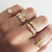 3 стильные женские простые хрустальные геометрические золотые кольца, набор модных свадебных украшений для вечеринки, аксессуары 2024 - купить недорого